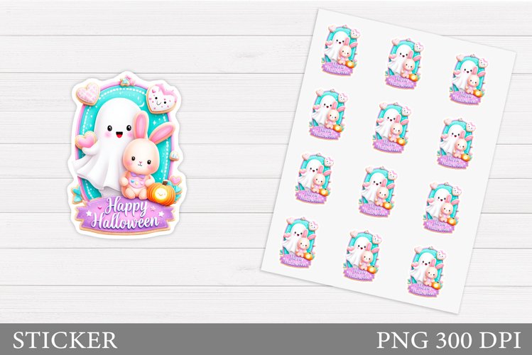 Cute Ghost Sticker Printable. Cute Halloween Sticker Design