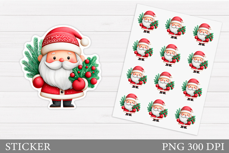 Santa Claus Sticker Design. Christmas Sticker Printable