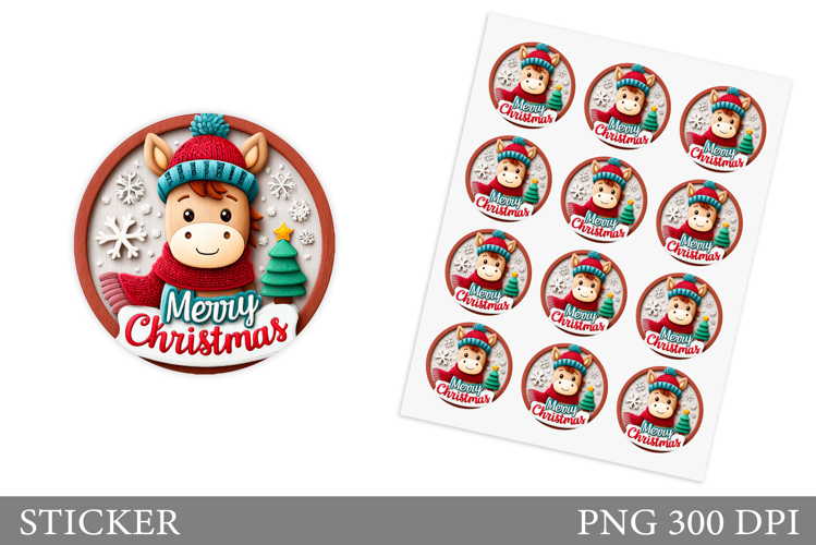 Christmas Horse Sticker. Christmas Horse Sticker Printable