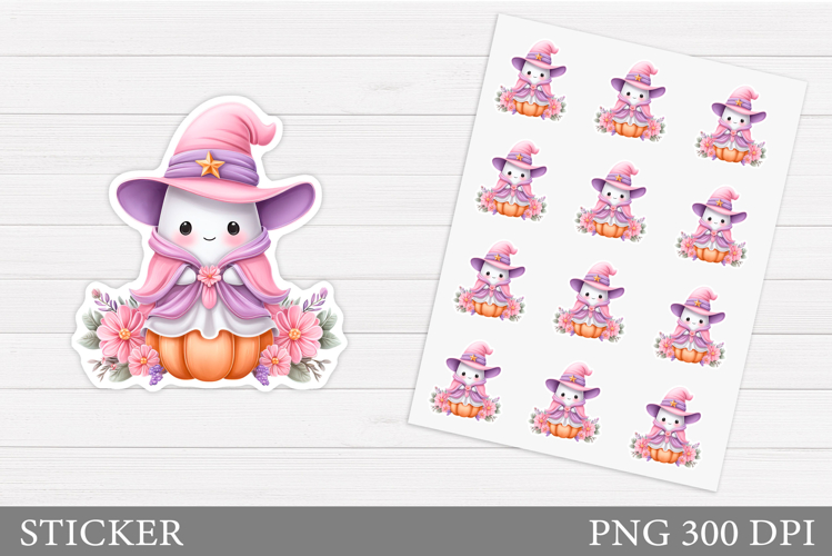 Cute Ghost Sticker Design. Cute Halloween Sticker Printable