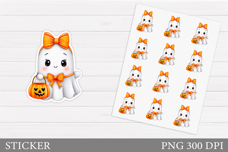 Cute Ghost Sticker Printable. Cute Halloween Sticker Design