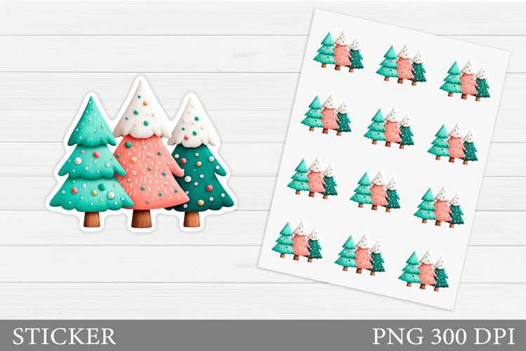 Christmas Tree Sticker Design. Christmas Sticker Printable