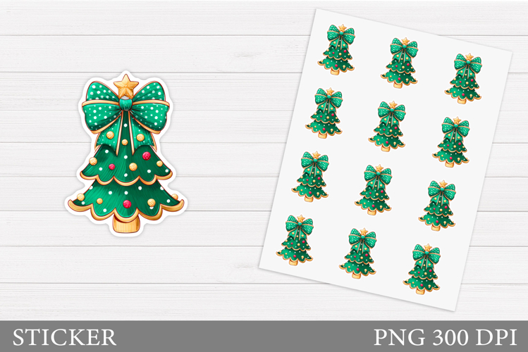 Christmas Sticker Printable. Christmas Tree Sticker Design