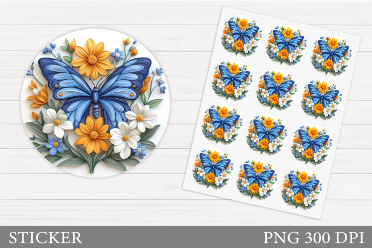 Butterfly Sticker Design. Butterfly Flowers Sticker