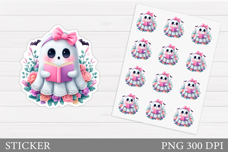 Cute Ghost Sticker Design. Cute Halloween Sticker Printable