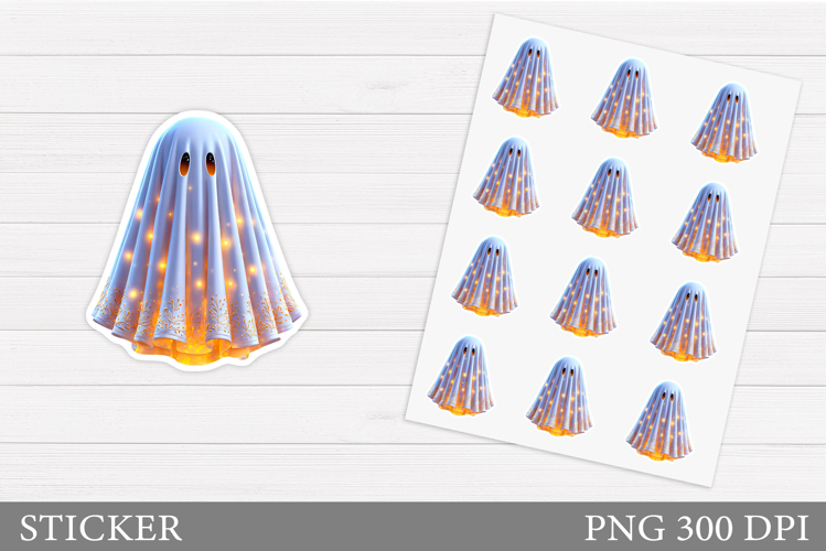 Ghost Sticker Printable. Halloween Sticker Design