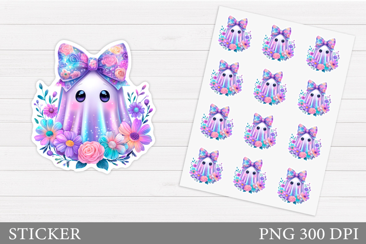 Cute Ghost Sticker Design. Cute Halloween Sticker