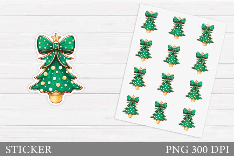 Christmas Sticker Printable. Christmas Tree Sticker Design