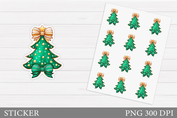 Christmas Sticker Printable. Christmas Tree Sticker Design