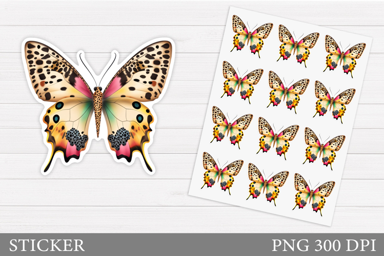 Butterfly Sticker Design. Flowers Sticker Printable