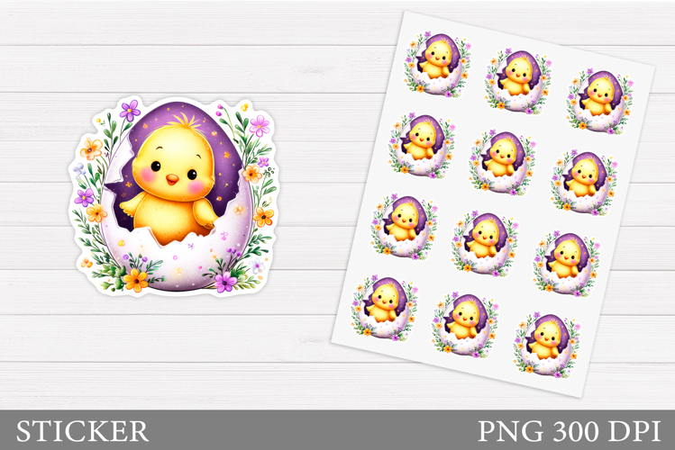 Easter Chick Sticker Design. Easter Sticker Printable