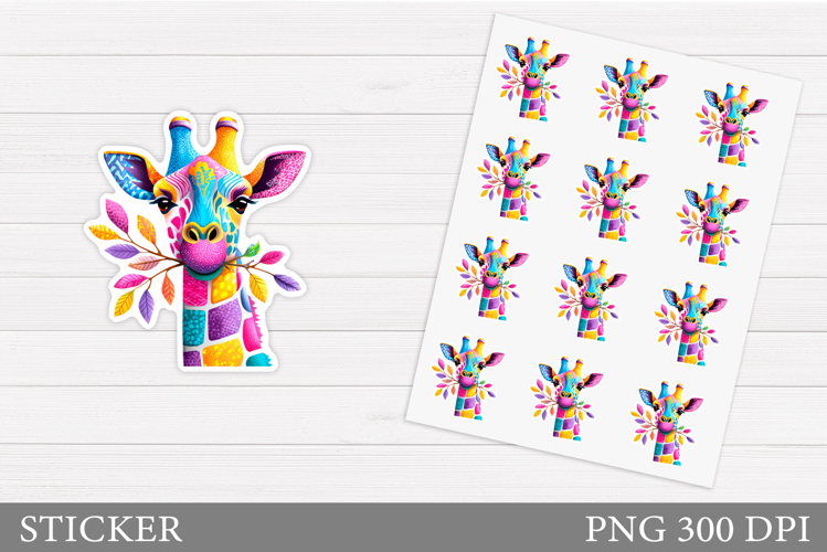 Cute Giraffe Sticker Design. Colorful Giraffe Sticker