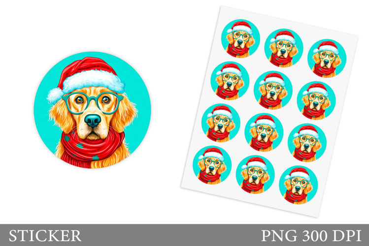 Christmas Dog Sticker Design. Christmas Sticker Printable
