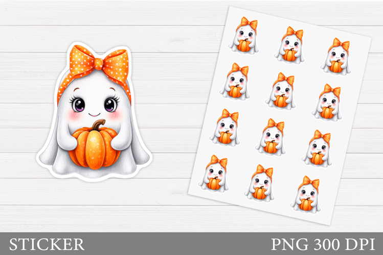 Cute Ghost Sticker Printable. Cute Halloween Sticker Design