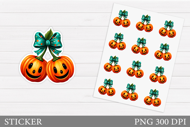 Pumpkin Cherry Sticker. Cute Pumpkin Stickers Printable