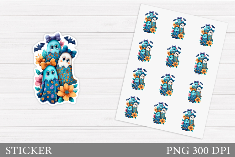 Ghost Sticker Printable. Halloween Sticker Design