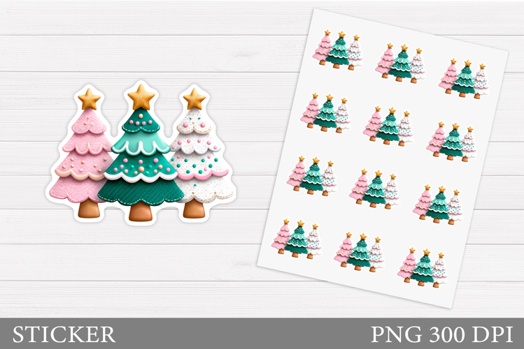 Christmas Tree Sticker Design. Christmas Sticker Printable