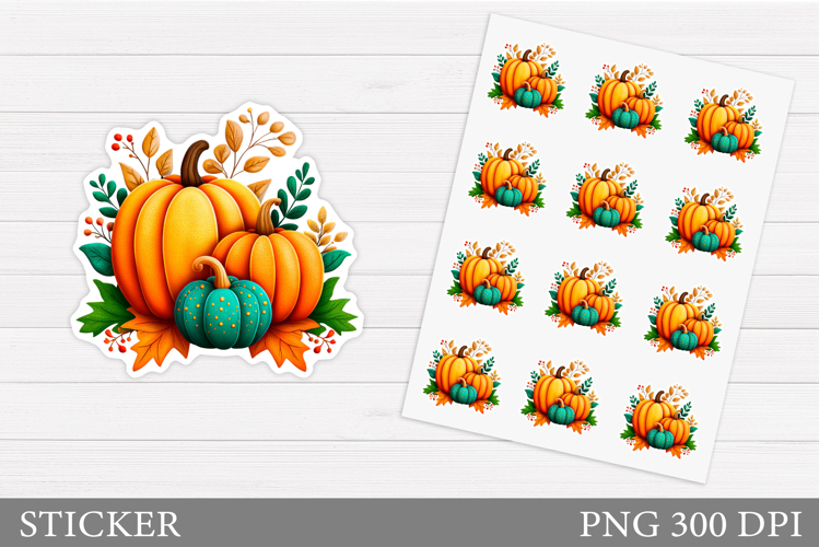 Fall Pumpkin Sticker Printable. Fall Sticker Design