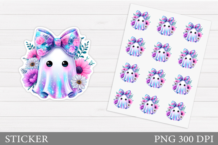 Cute Ghost Sticker Design. Cute Halloween Sticker