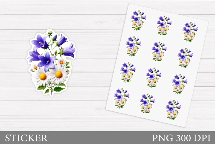 Wildflowers Sticker Design. Flowers Sticker Printable