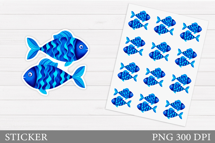 Cute Fish Sticker Design. Sea Sticker Printable