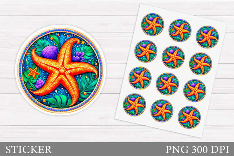 Starfish Sticker Design. Sea Sticker Printable