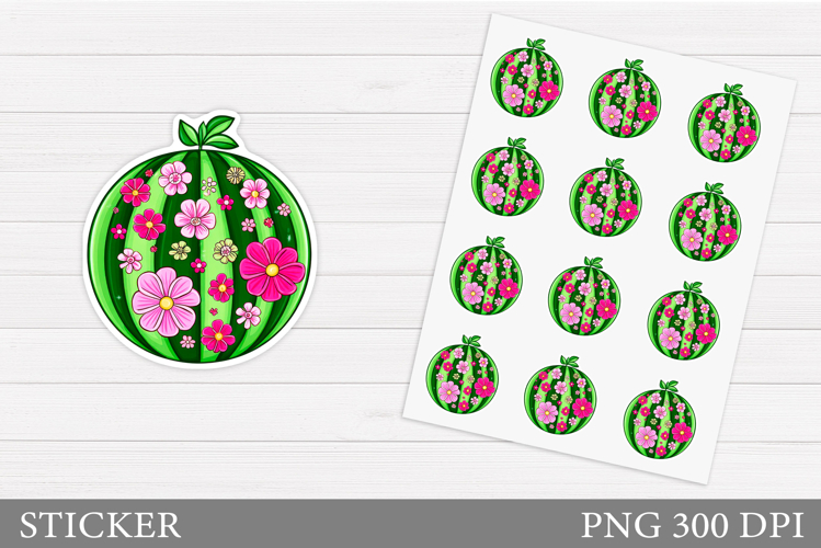 Watermelon Sticker Design. Summer Sticker Printable