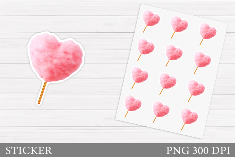Heart Cotton Candy Sticker. Valentines Sticker Design