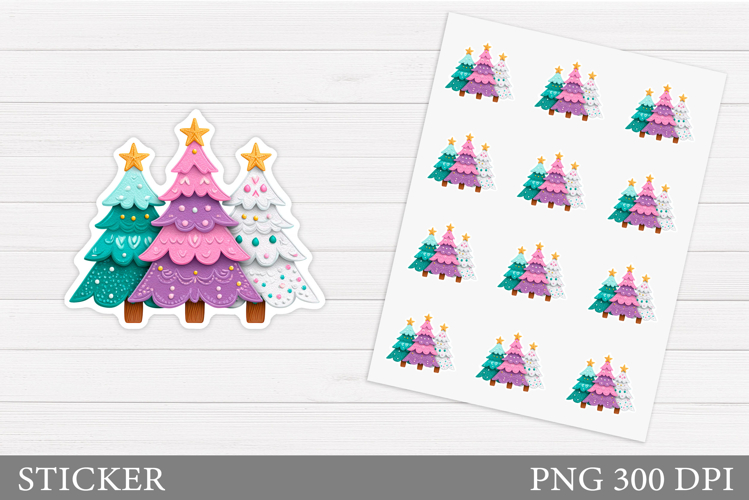 Christmas Tree Sticker Design. Christmas Sticker Printable
