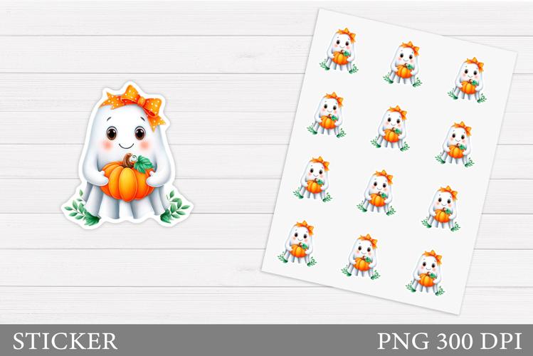 Cute Ghost Sticker Printable. Cute Halloween Sticker Design