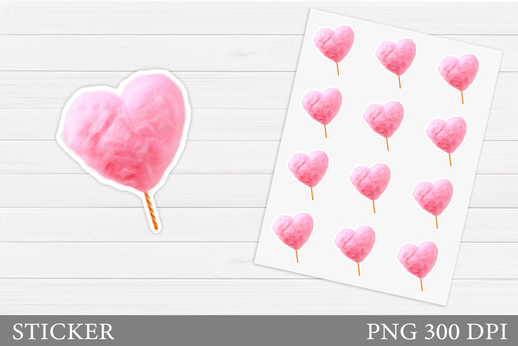 Heart Cotton Candy Sticker. Valentines Sticker Design