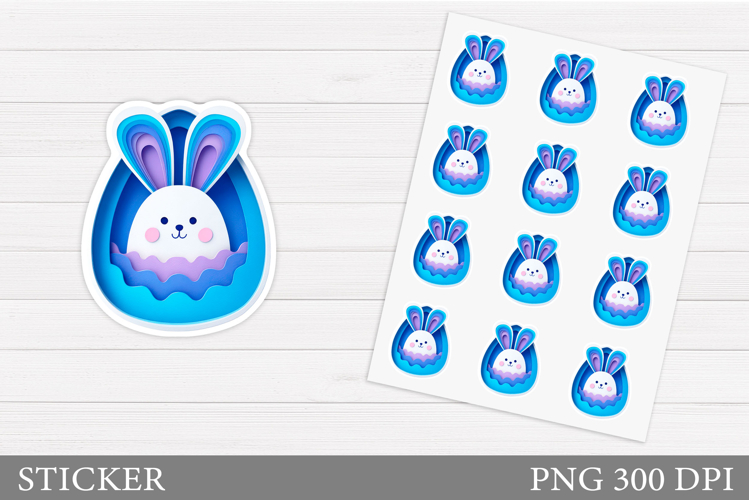 Easter Bunny Sticker Printable. Easter Sticker Design