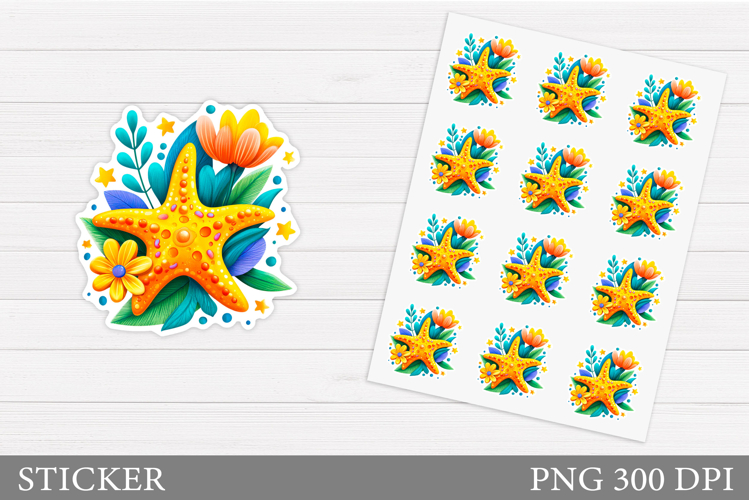 Starfish Sticker Design. Sea Sticker Printable