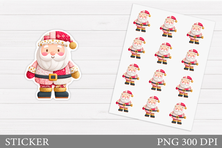 Santa Claus Sticker Design. Christmas Sticker Printable