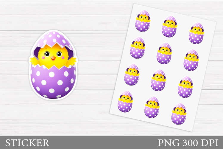 Easter Chick Sticker Design. Cute Chick Sticker Printable