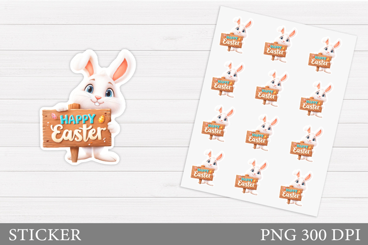 Easter Bunny Sticker Design. Easter Sticker Printable