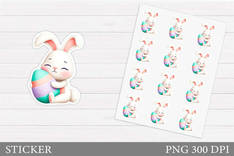 Easter Bunny Sticker Design. Easter Sticker Printable