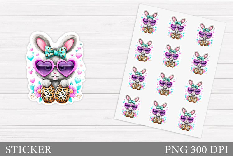 Easter Bunny Sticker Printable. Easter Sticker Design