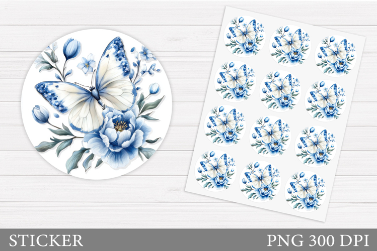 Butterfly Sticker Design. Butterfly Flowers Sticker