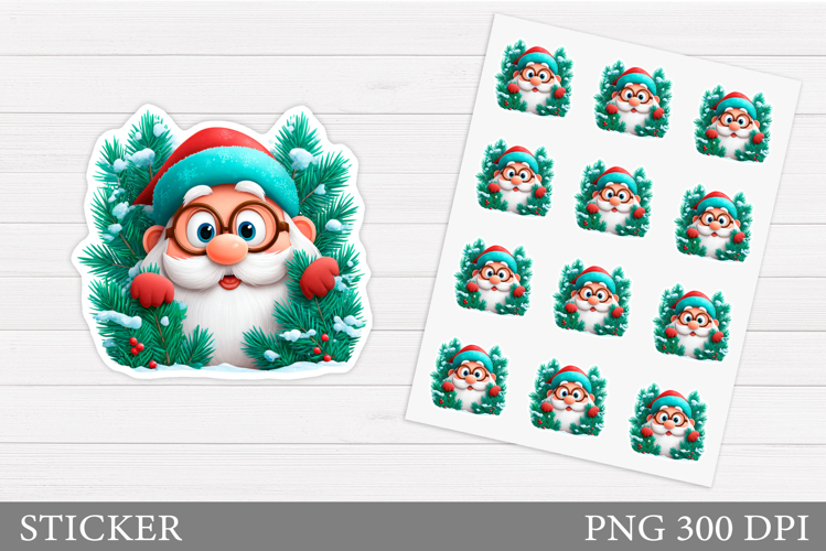 Santa Claus Sticker Design. Christmas Sticker Printable