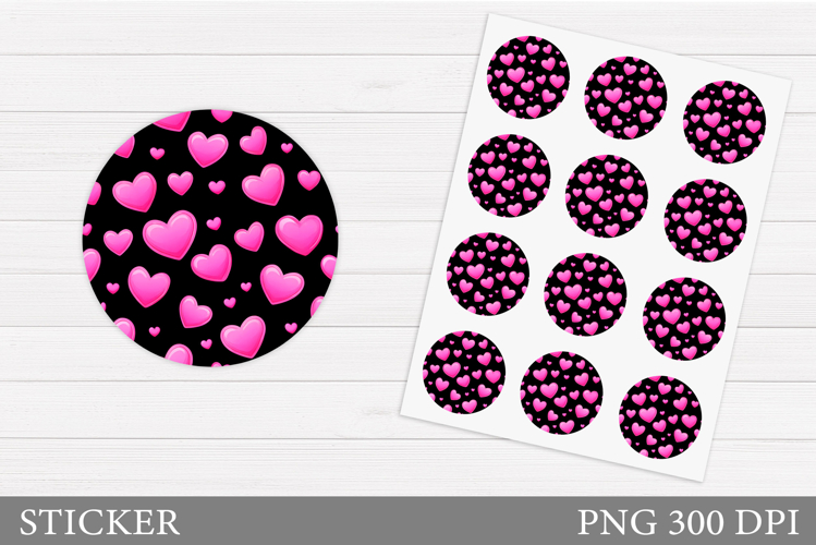 Hearts Stickers Printable. Valentines Sticker Design