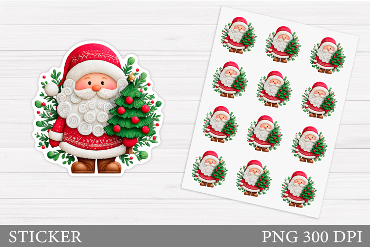Santa Claus Sticker Design. Christmas Sticker Printable