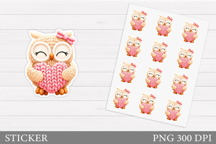 Valentines Owl Sticker Design. Valentines Sticker Printable