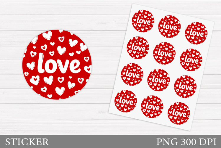 Love Sticker Design. Valentines Sticker Printable