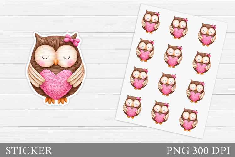 Valentines Owl Sticker Design. Valentines Sticker Printable
