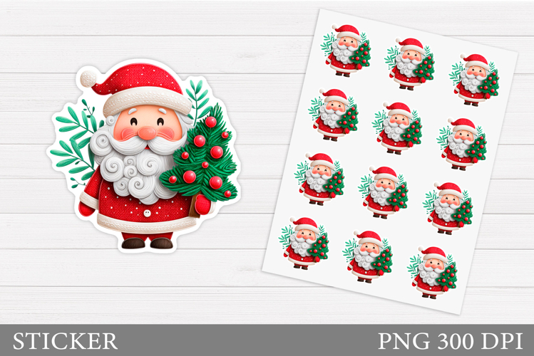 Santa Claus Sticker Design. Christmas Sticker Printable