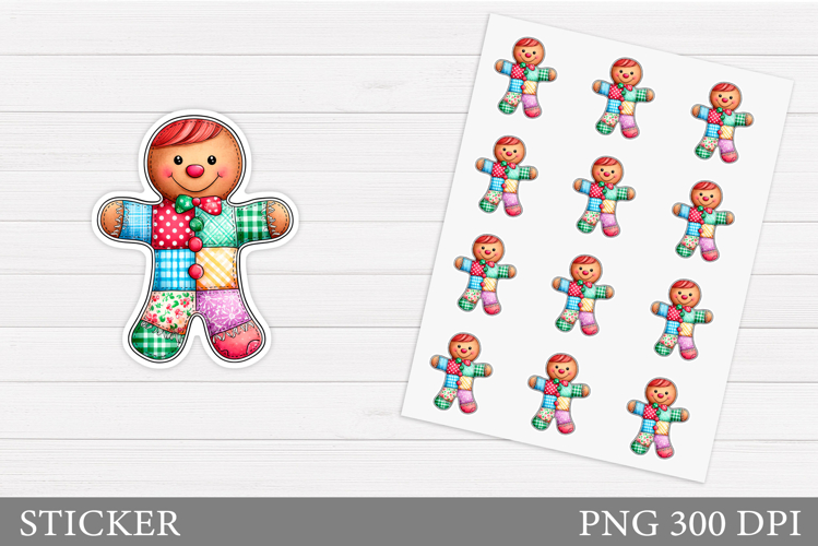 Gingerbread Sticker Design. Christmas Sticker Template