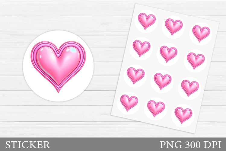 Heart Sticker Printable. Valentines Round Sticker Design