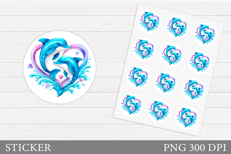 Dolphins Sticker Design. Cute Dolphin Sticker Printable