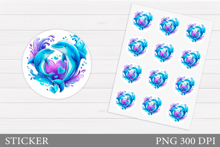 Dolphins Sticker Design. Cute Dolphin Sticker Printable